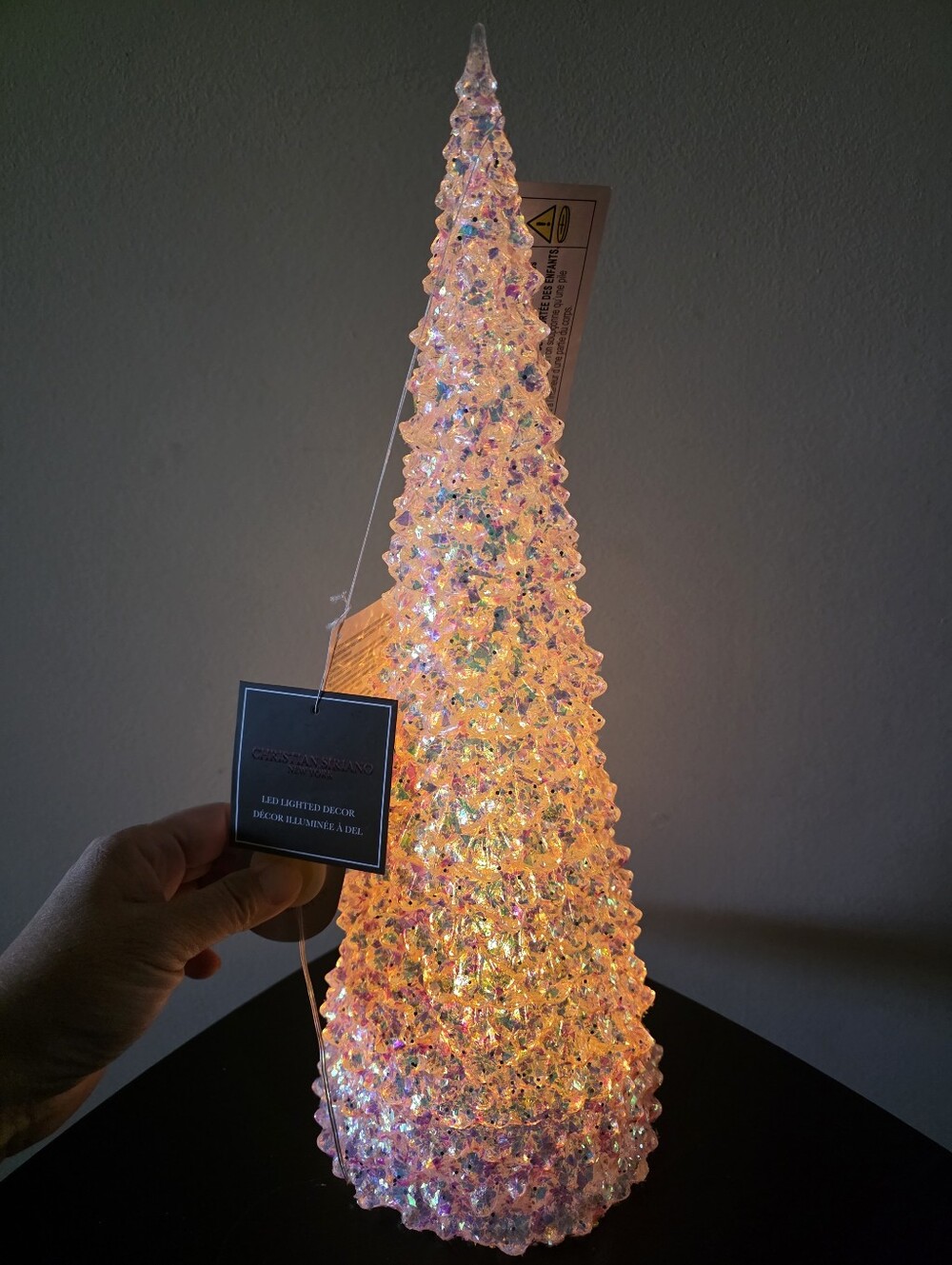 Christian Siriano Iridescent Pink and Gold Light Up LED Tree Accent